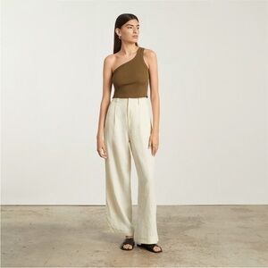 Everlane Linen Way-High Drape Pant in Canvas Wide Leg